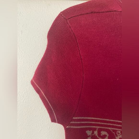 Sisters Dress Cranberry Sweater with Gray Medallion Jacquard Back Zipper small - Picture 5 of 9